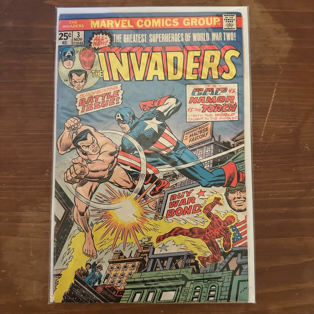 Marvel Comics The Invaders #3 Nov 1975 Captain America Namor Human Torch FN/FN+